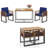 3 Pcs Patio Dining Table Set With Bistro Chairs Large W/ Seat Cushions