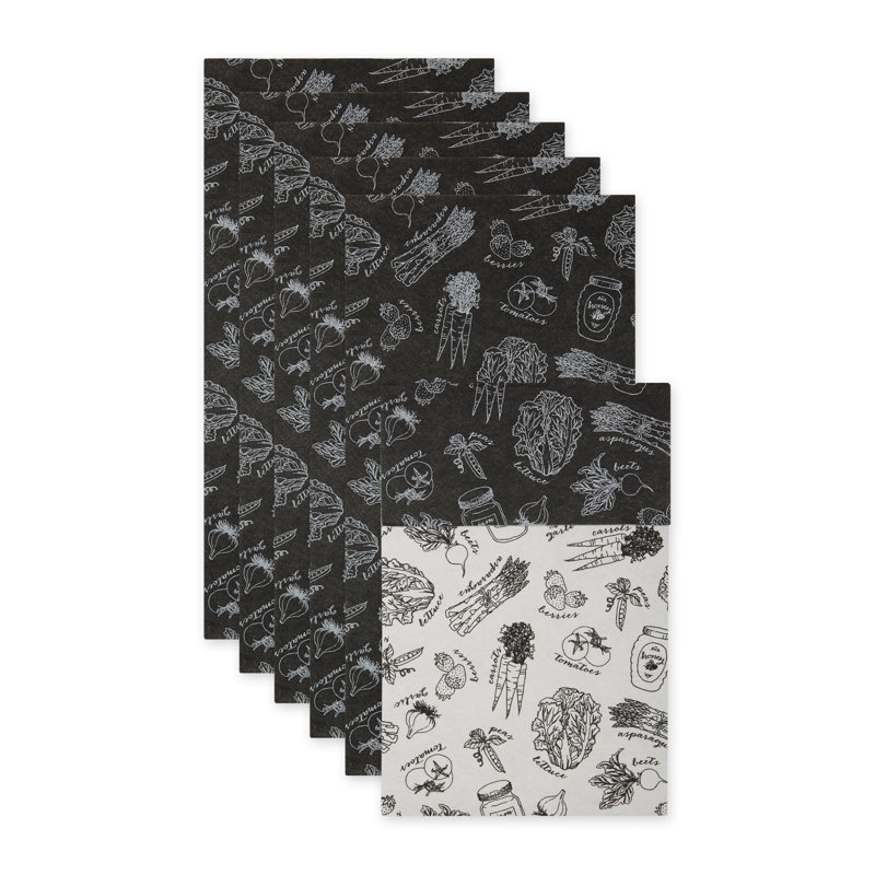 Eggplant Market Print Non-Adhesive Fridge Liners, 12x24, 6 Piece Set