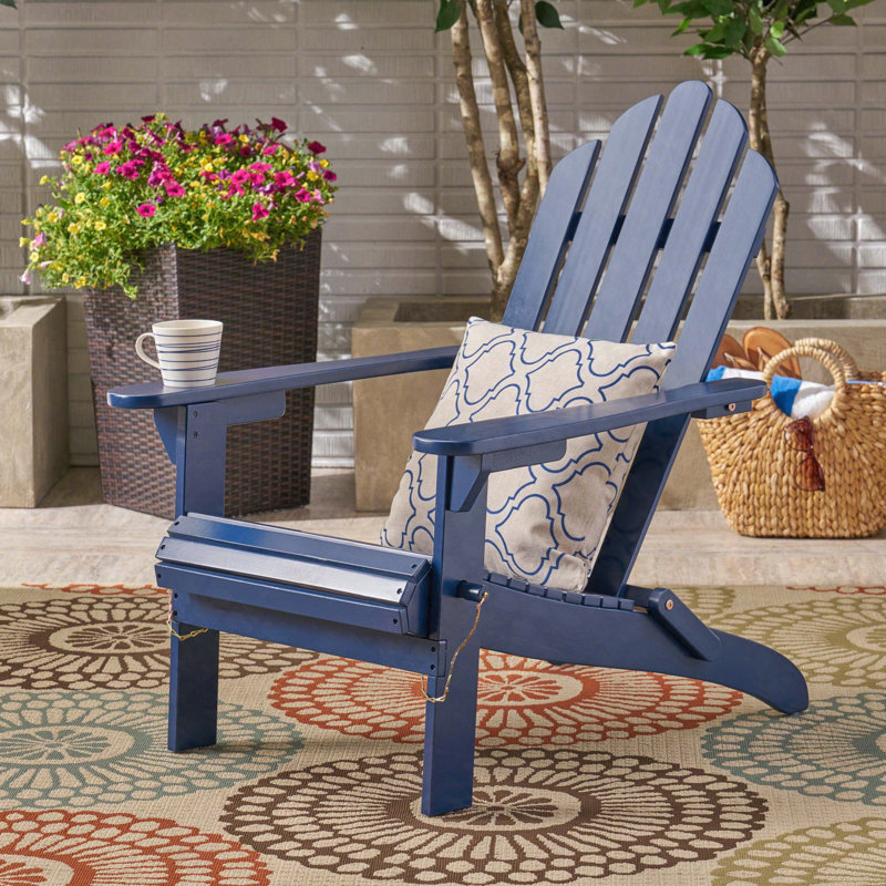 Chaise Adirondack pliable en bois d'acacia, Bleu