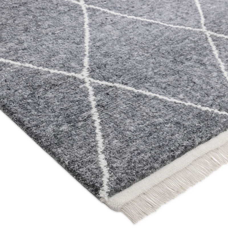 Wallis Moroccan Area Rug in Gray, Rectangle 5' x 8'