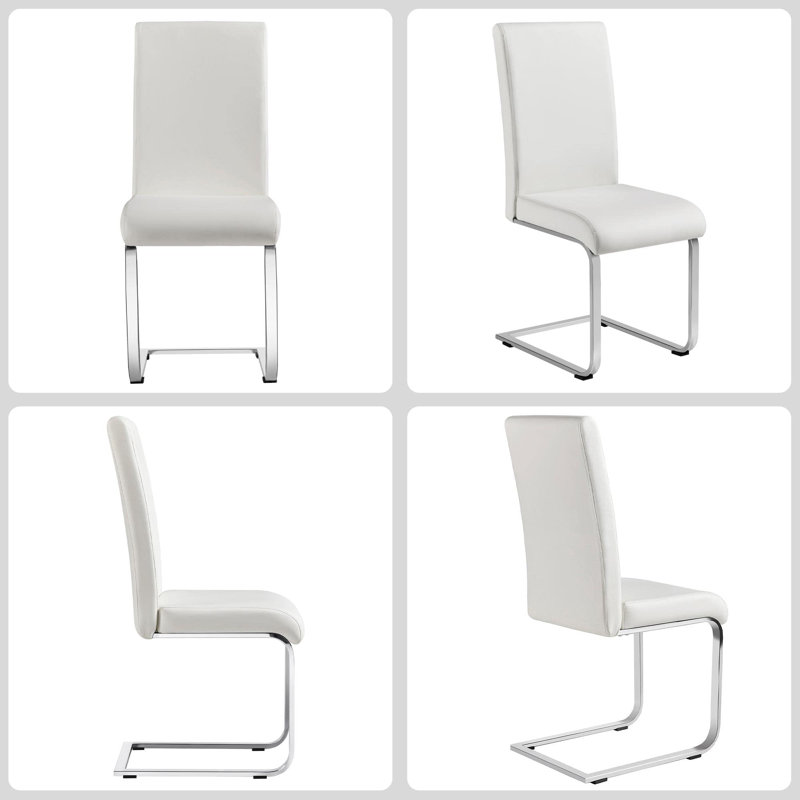 50cm H Tufted Upholstered Metal Full Back Parsons Chair, White