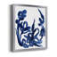 Indigo brossé Blooms I, toile encadrée de qualité supérieure - prête à être accrochée