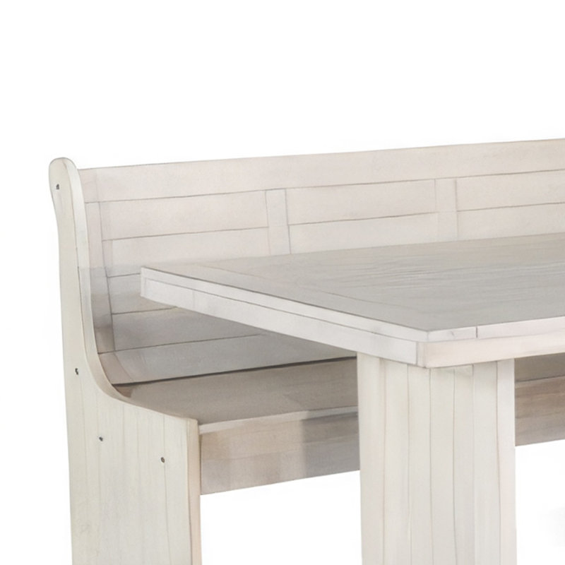 Sime 4Pc Breakfast Nook Set, Dining Table And Corner Bench, White