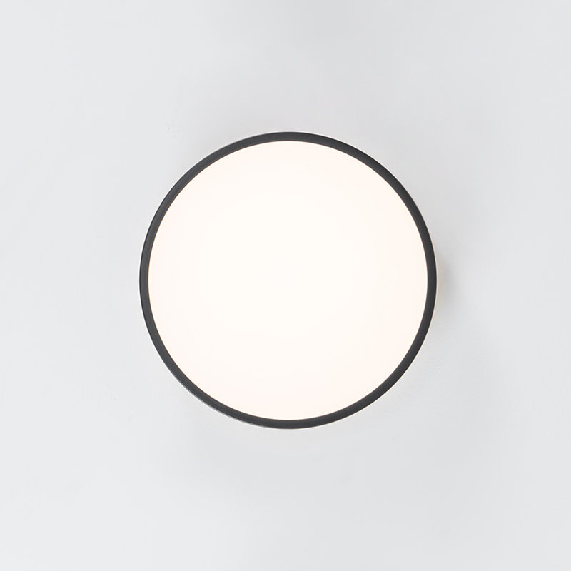 Scandinavian Dimmable Wooden Led Round Flush Mount, Matte Black, 2.4" H x 11.8" W x 11.8" D