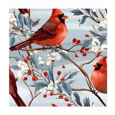 Animaux, animaux cardinaux, motif II, reproduction d'art non encadrée
