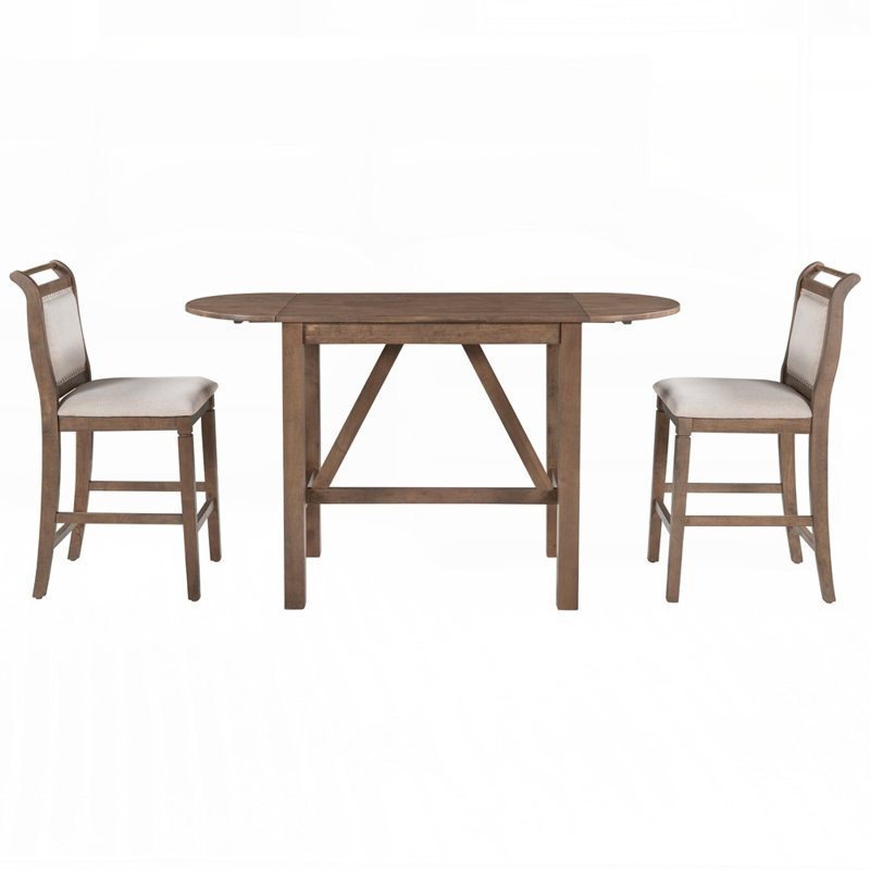 Ensemble de salle à manger extensible à abattants avec 2 chaises, idéal pour les petits espaces et les décors rustiques, durable et élégant