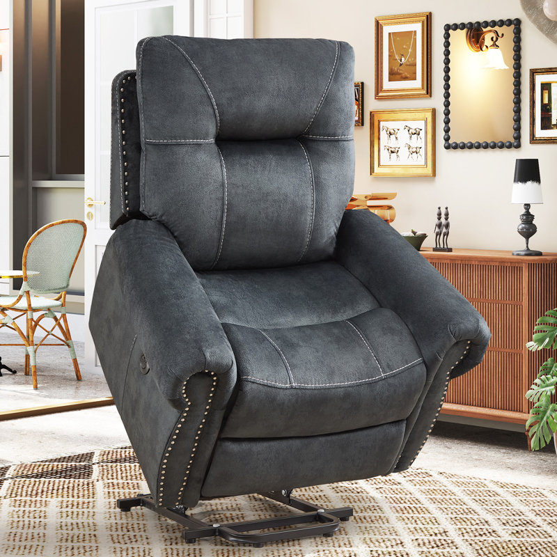 39.37'' Wide Classic Nailhead Trim Power Lift Recliner with Massage, Heat & USB + Type-C Charging