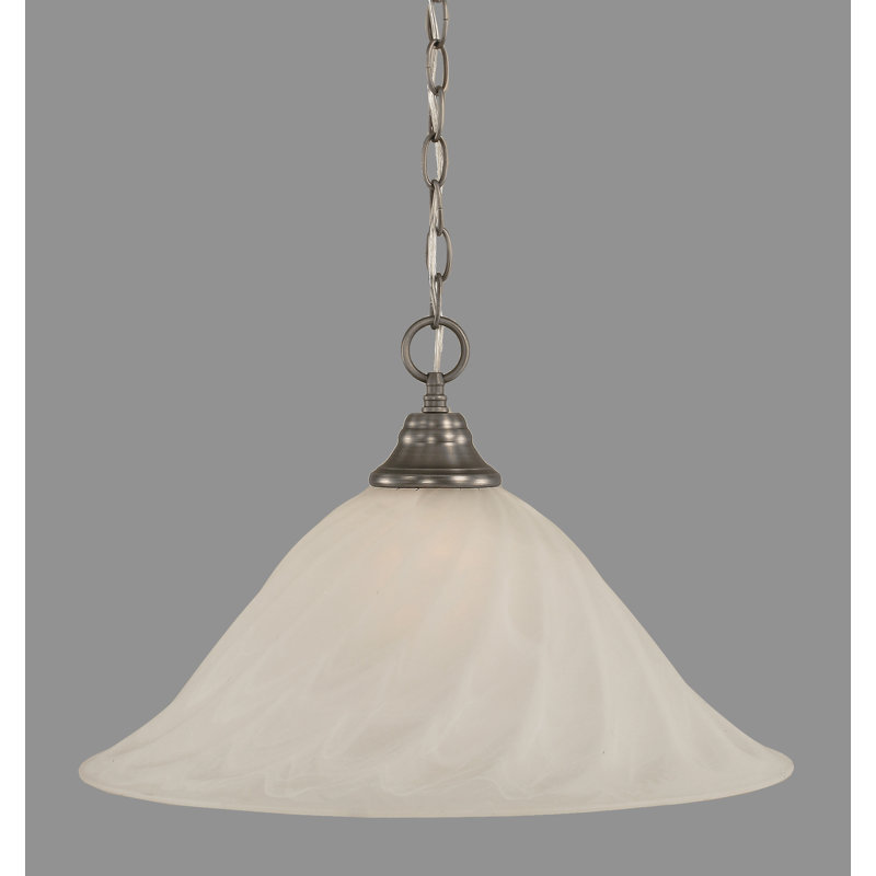 Barrion Chain Hung Pendant Shown With 16" Mardi Gras Glass, Chrome