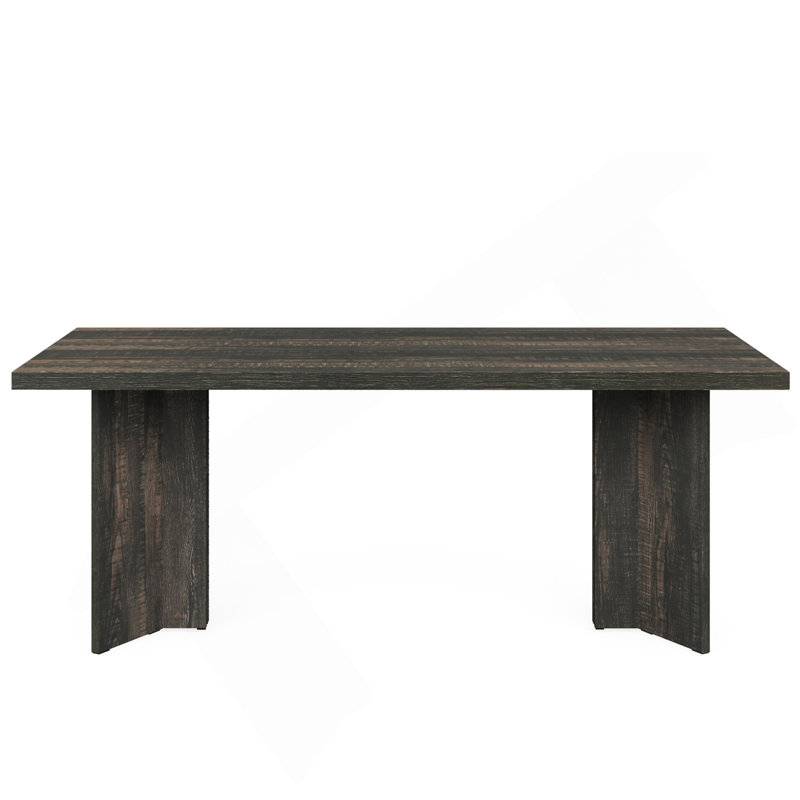 Table de salle à manger 63 "Farmhouse pour 4 à 6 personnes - Table de cuisine rectangulaire rustique en bois avec plateau épais, table de salle à manger moderne gris foncé pour la maison, un appartement ou un petit espace