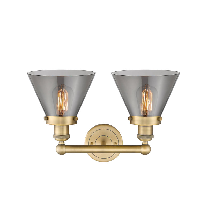 Éclairage pour meuble-lavabo à 2 lumières Artella, Plaqué couleur fumée, Laiton brossé