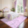 Floral Machine Washable Rug For Playroom,Cute Throw Carpet,Low Pile Throw Carpet Non Slip Non Shedding Floor Cover Stain Resistant Folding Carpet For Home Decor