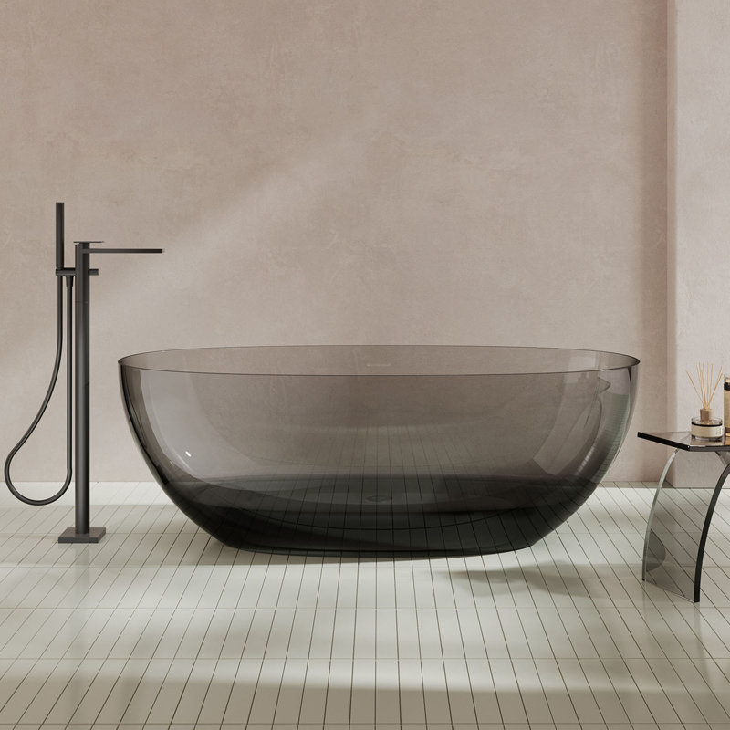 Baignoire de trempage autoportante en résine avec drain escamotable de 55 po x 28 po MonBlari, 55.12" L x 27.56" W x 21.65" H