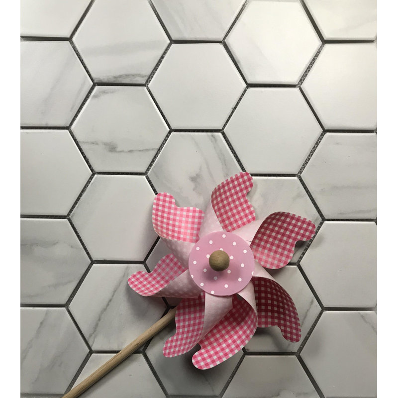Carreau de mosaïque hexagonal en porcelaine Calacatta 3 "x 3" Monet