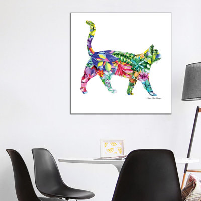 Cat Watercolour Succulents - Wrapped Canvas Painting