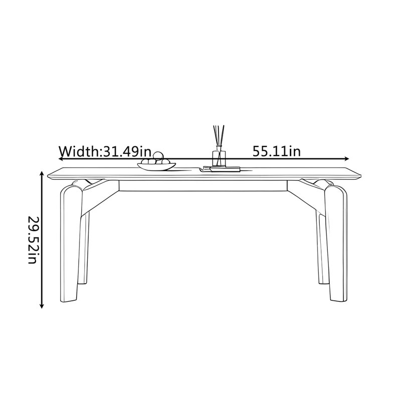 Modern simple light luxury dining table, 29.52"H x 55.11"L x 31.49"W 