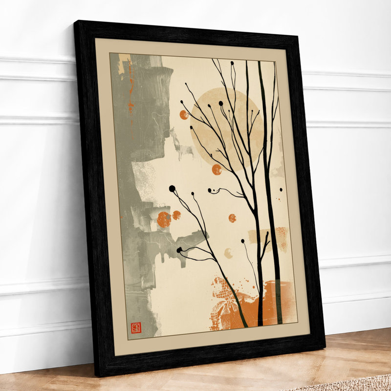 Branches in Motion Japandi - Framed Print, A2 - 59.4 x 42.0 cm, Black