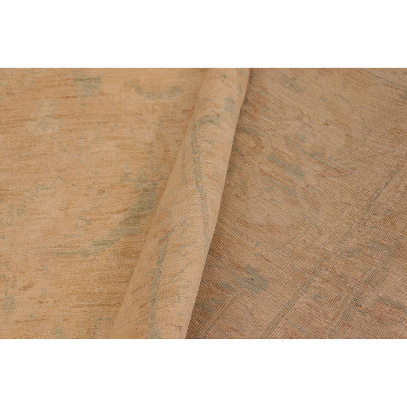 Tapis brun clair en laine noué à la main floral 9 pi 10 po x 13 pi 10 po Floral