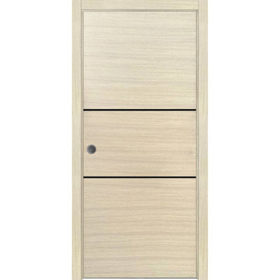 Porte coulissante avec ensemble de garnitures et quincaillerie en placage naturel Planum 0014, en bois massif, pour chambre à coucher, portes robustes - 24 po x 80 po