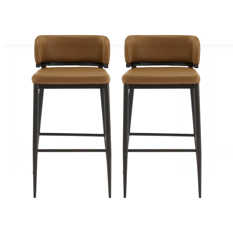 Tabouret de bar en métal et en cuir, Brun