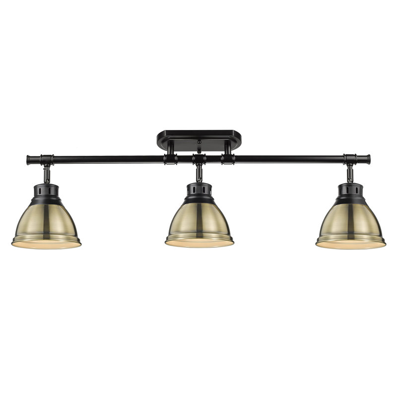 Bryannah 3-Light Semi-Flush - Track Light, Aged Brass, Matte Black