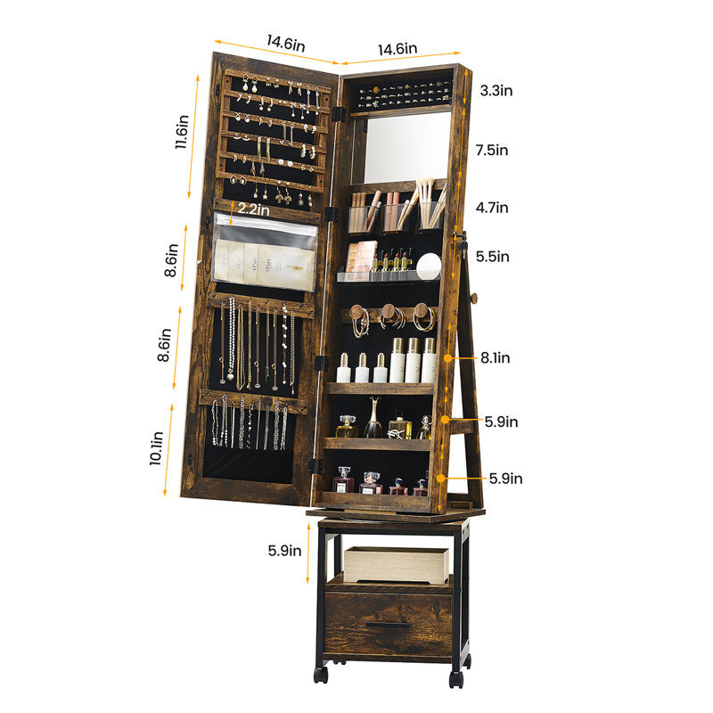 Barnsely Jewellery Armoire with Mirror