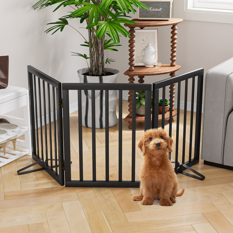 Bamboo Free Standing Pet Gate, Black