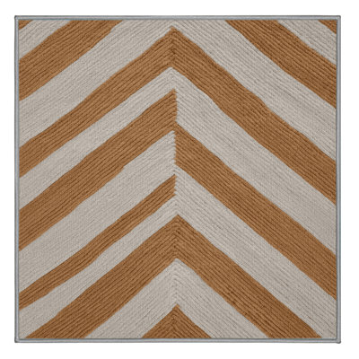  Tapis lavable rayé gris clair caramel