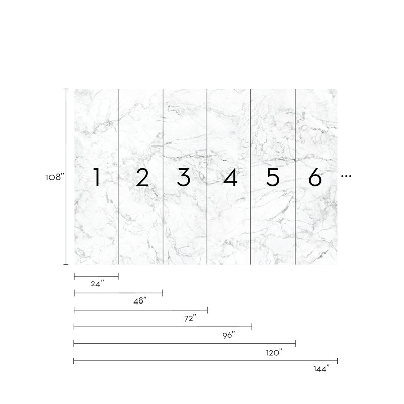 Stone Wall Mural, 108" L x 144" W, White