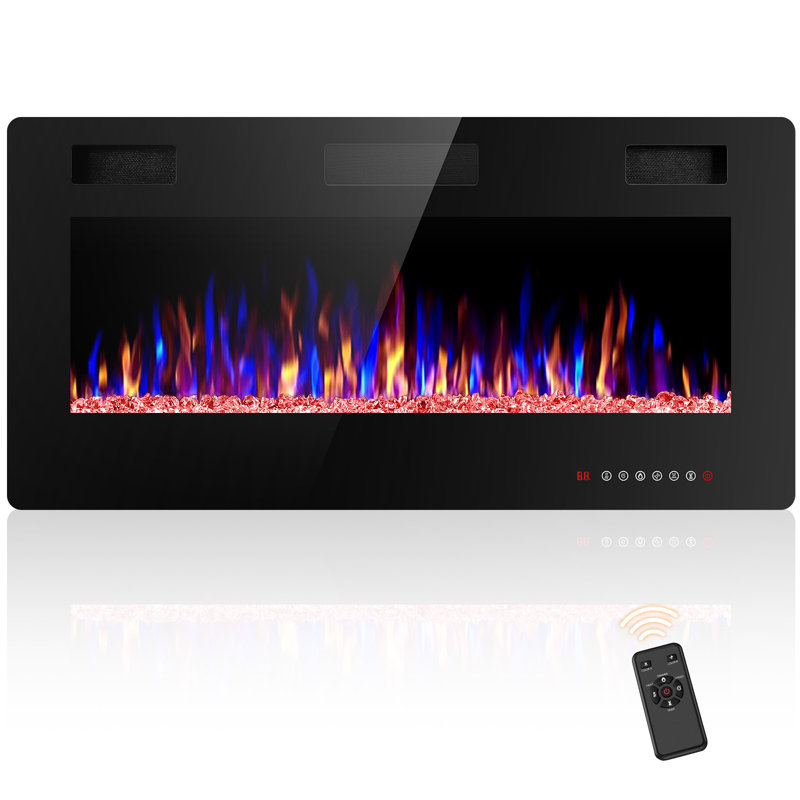 Thickness 3.8 Inch Recessed & Wall Mounted Electric Fireplace With Remote Control and Timer, Automatic Flame Change, TV & Wall Decoration