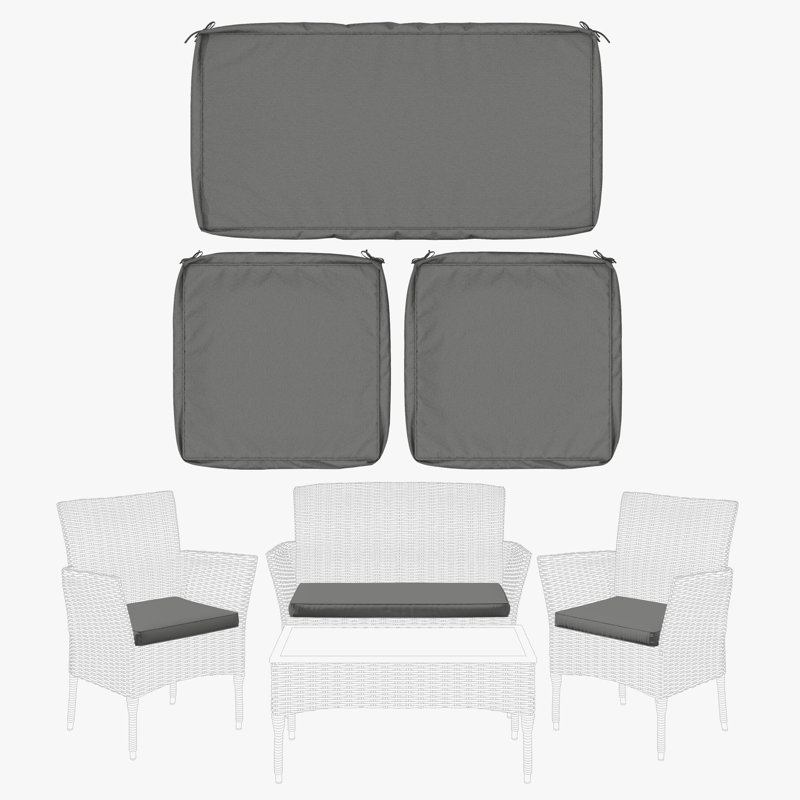 Cartert 3Pcs Outdoor Cushion Cover Set And Patio Seat Cushion Covers, Only Covers, Light Gray