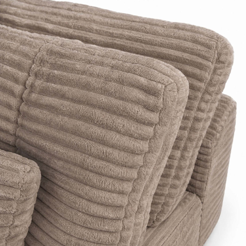 Ensemble de canapé modulaire avec repose-pieds Cloud, Fausse fourrure kaki