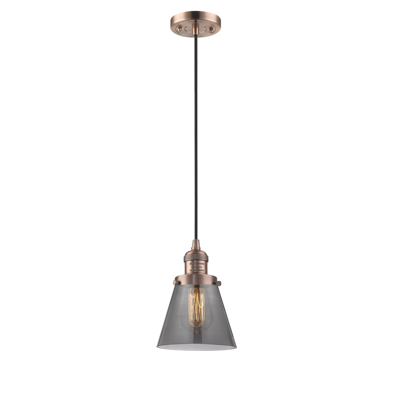 Parkview 1 - Light Single Pendant, 9.13" H x 6.25" W x 6.25" D, Smoked, Antique Copper