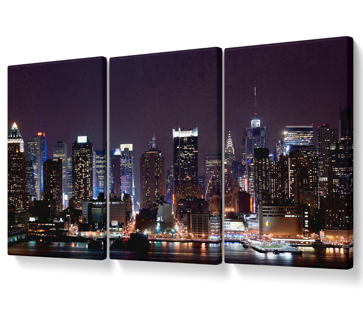 Ebern Designs Hong Kong Night Glow - 3 Piece Wrapped Canvas Graphic Art ...
