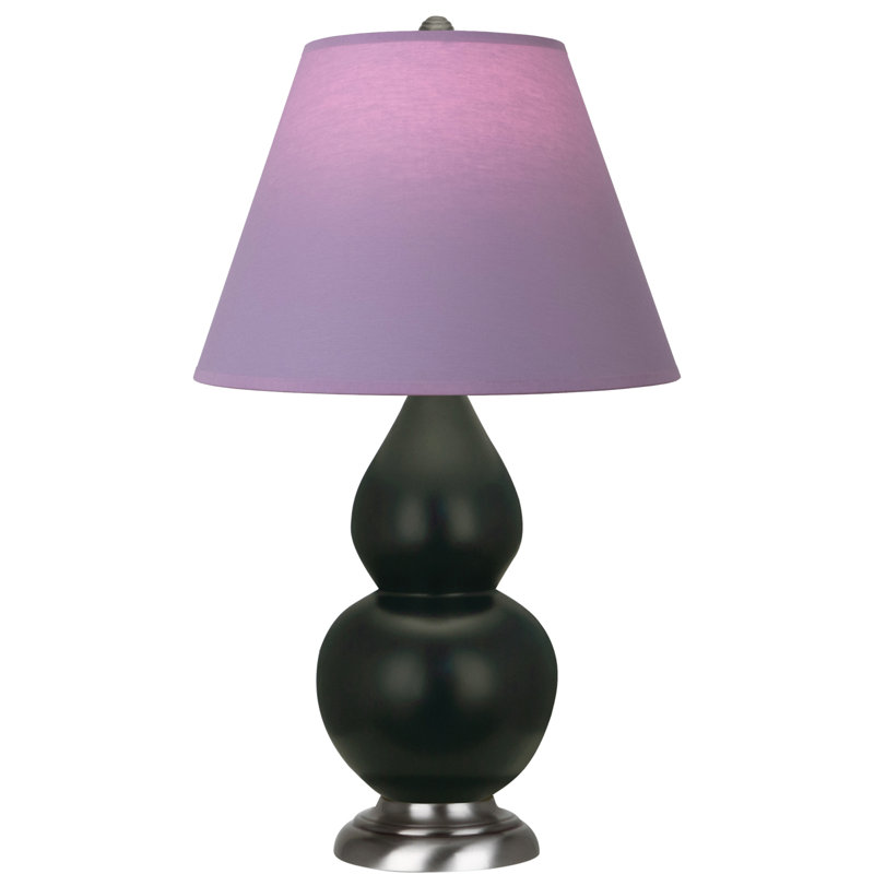 Petite lampe d'appoint à double gourde, Noir mat / argent, H 22,75 po x l 6 po x P 15 po, Lavande / prune