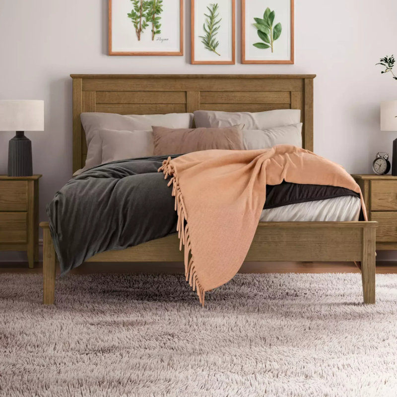 Greenport Solid Wood Louvered Bed, Queen, Brushed White