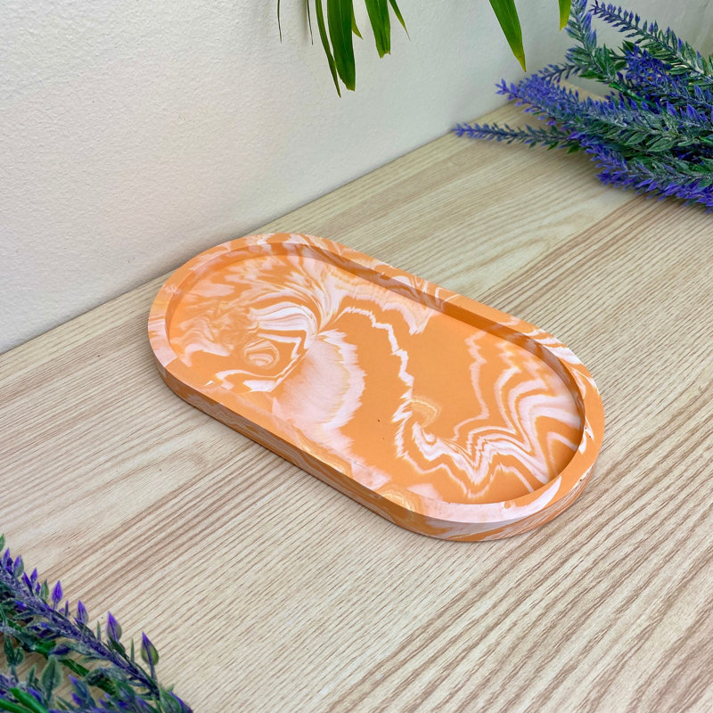 Oval Trinket Tray Dish, Orange