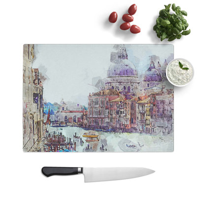 Tempered Glass Canal Through Venice Italy Chopping Board