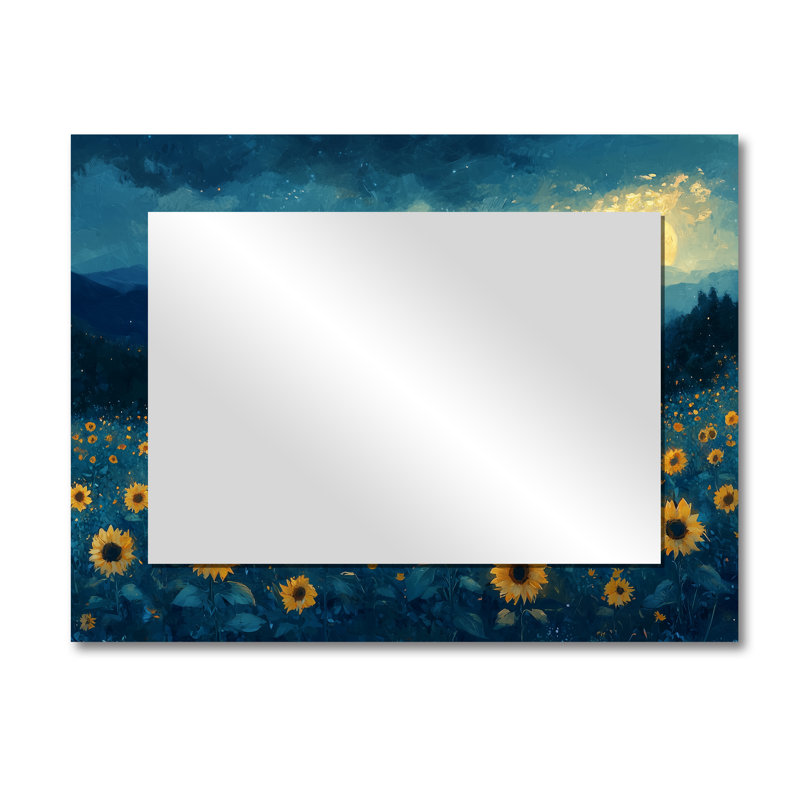 «Midnight Sunflowers» par Vincent I - Art mural miroir floral - imprimé sur métal, 30 po x 40 po
