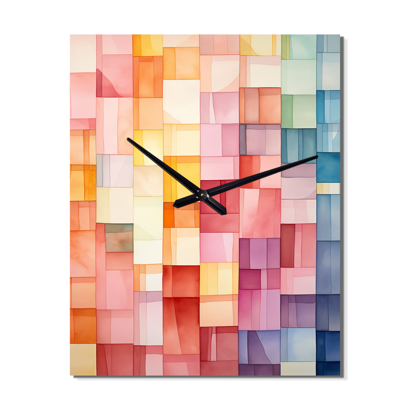 Hardedge Pastel Symetry I - Horloge murale moderne abstraite, H 32 po x l 24 po x P 1 po