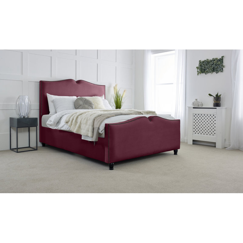 Chinenye Upholstered Bed, Maroon, Single (3')