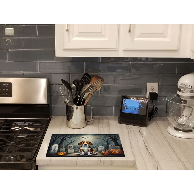 Beagle Spooky Halloween Glass Cutting Board Large