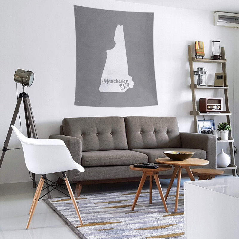 Tapisserie murale Manchester, New Hampshire, H 27,5 po x l 37,5 po, Gris