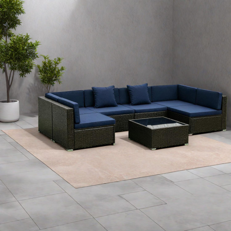 Canapés de patio polyvalents toutes saisons, ensemble en rotin avec cadre en acier, confort extérieur moderne