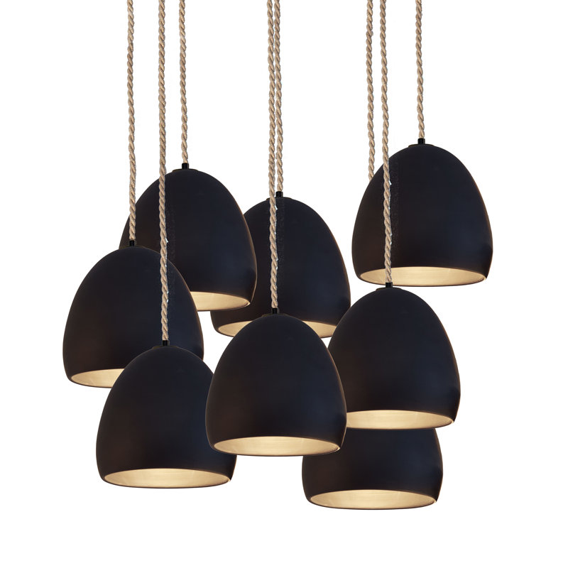 Lustre 8 lumières Clay, H 96 po x l 18 po x P 18 po, Noir mat, Bateau
