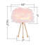 Lampe de table rose à plumes de 37 cm avec base trépied dorée, petite lampe de chevet pour salon et salle à manger (ampoule non incluse)