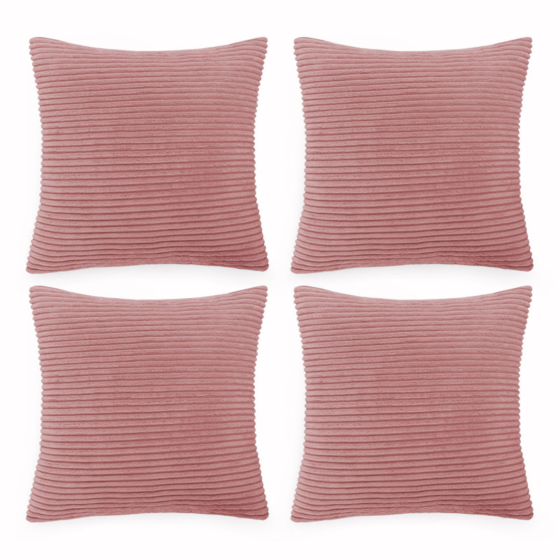 Striped Square Euro Cushion Cover, Light Pink