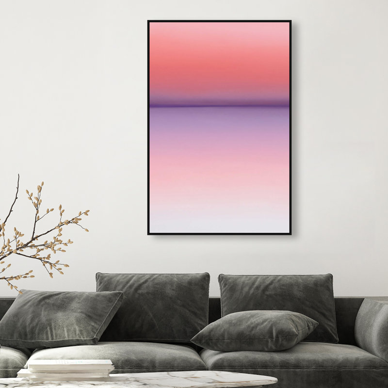 Peach Coastline II Print by Oliver Gal, 37"H x 25"W, Black Floater Frame