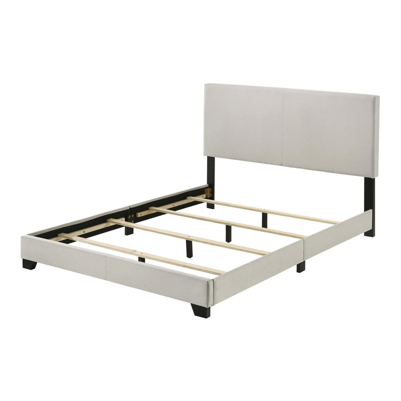 Lit à panneau tapissier en tissu, Crème, Double