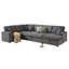 Canapé modulaire en forme de U de 130 po de largeur avec plusieurs sièges de rangement et repose-pieds mobile à 2 places, velours côtelé gris-272771367