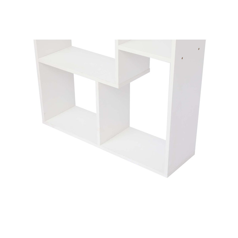 Bibliothèque et présentoir asymétrique à 5 niveaux, blanc, Blanc